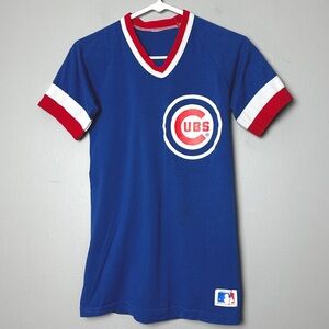 Vintage Youth Chicago Cubs T-shirt Jersey With Cubbie Bear Patch